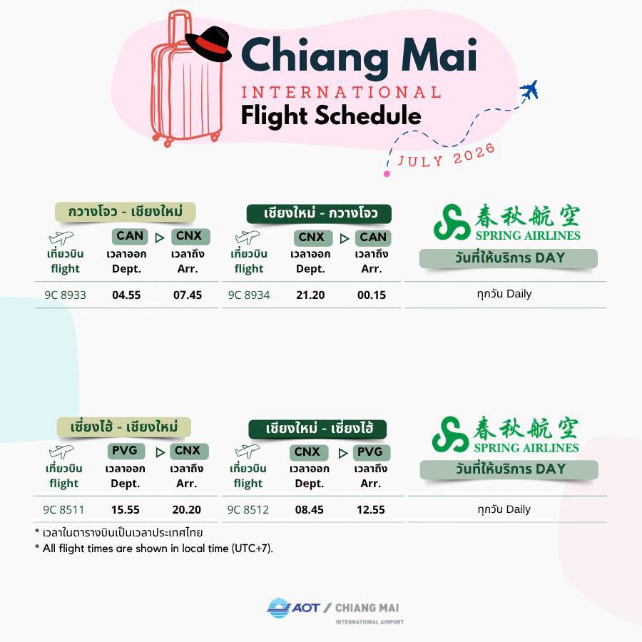 SPRING AIRLINES CAN-CNX-CAN, PVG-CNX-PVG